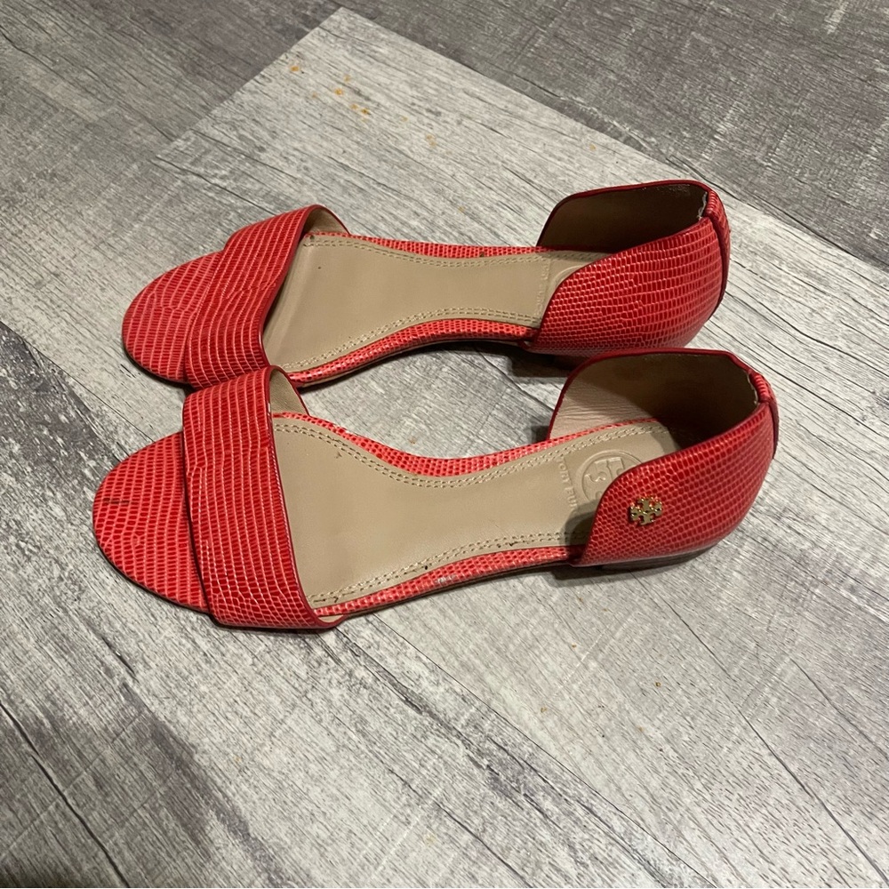 Tory Burch Tangerine Leather Sandals size 6.5 used great condition